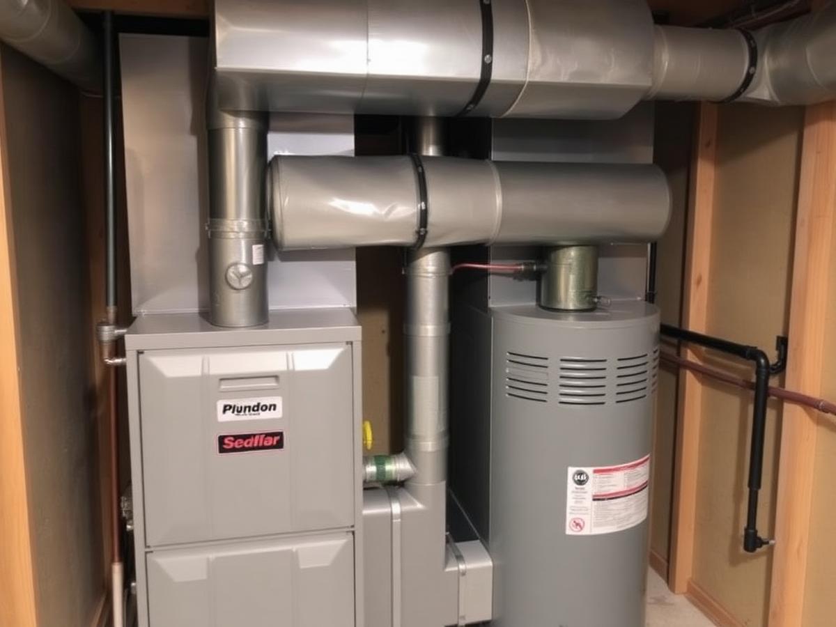 After: Cracked 60% AFUE furnace replaced with a 96% two-stage unit. New plenum, new PVC venting, condensate pumped to the utility sink. One day, one crew.