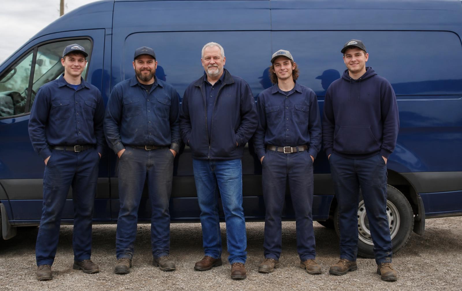 The Keystone Comfort crew standing in front of a service van